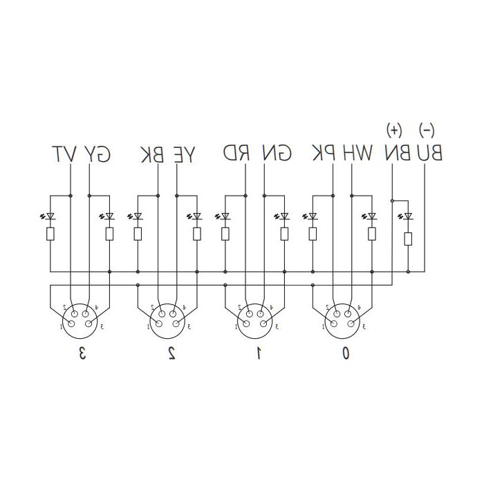 M8 Junction box、Dual channel、PNP、4 port 、All-in-one、With LED、PUR flexible cable、Black sheath、23P441-XXX