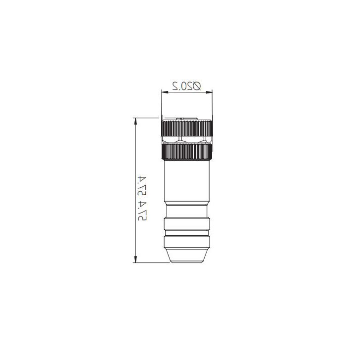 M12  5Pin、B-coded、母头直型、螺钉连接、金属屏蔽、0CF041